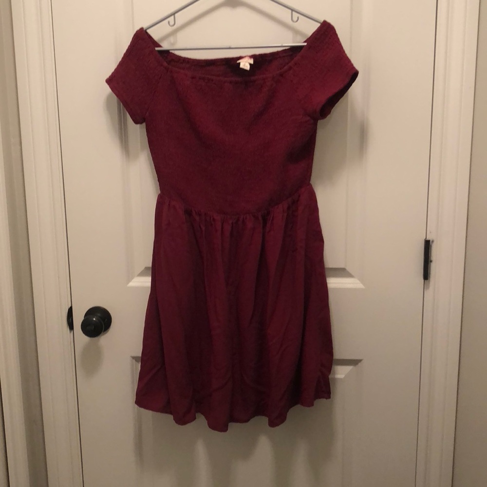 Off the Shoulder Maroon Dress